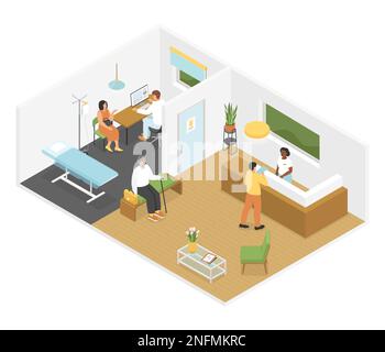 Clinique médicale - vecteur moderne illustration isométrique colorée Illustration de Vecteur