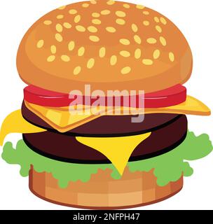 Illustration Cheeseburger réaliste avec graines de sésame Illustration de Vecteur