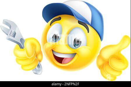 Mécanicien ou clé de plombier icône Emoticon Emoji Illustration de Vecteur