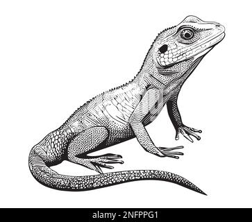 Dessin de lézard dessin à la main Illustration du vecteur Reptile animal Illustration de Vecteur