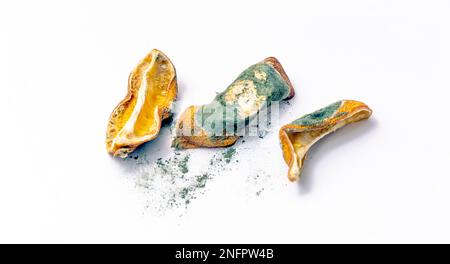 feuilles de citron pourries séchées dans la moisissure. Sur fond blanc Banque D'Images