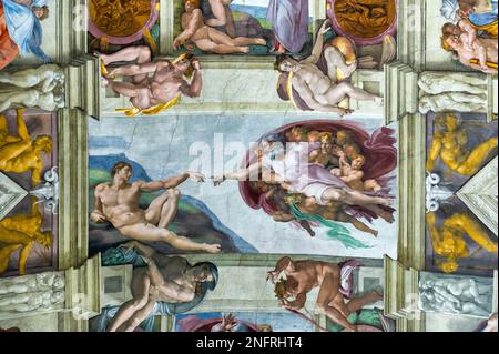 Rome Italie. Chapelle Sixtine de Michel-Ange. La création d'Adam. Décembre 2019 Banque D'Images