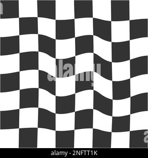 Texture de l'échiquier noir et blanc déformée. Illusion visuelle à carreaux. Motif psychédélique avec carrés déformés. Arrière-plan trippy du damier Illustration de Vecteur
