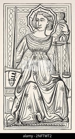 Justice. Carte de Tarot du pont Charles VI ou Gringonneur, 14th siècle. Les arts du Moyen-âge et à la période de la Renaissance par Paul Lacroix, 1874 Banque D'Images