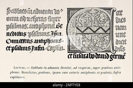 XVe siècle écriture manuscrite de la première page d'un Breviary. Les arts du Moyen-âge et à la période de la Renaissance par Paul Lacroix, 1874 Banque D'Images