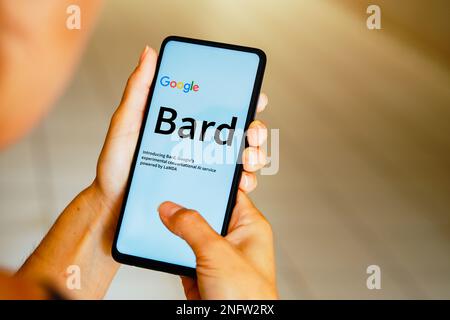 Dans cette illustration, le logo Google Bard s'affiche sur un smartphone. Banque D'Images