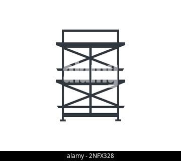 Échafaudage. Échafaudage en fer fiable. Logo silhouette de construction. Icône d'échafaudage plat de la construction et de la collection d'outils isolée. Illustration de Vecteur