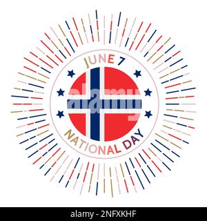 Insigne de la journée nationale de Norvège. Indépendance de la Suède en 1905. Célébré sur 7 juin. Illustration de Vecteur