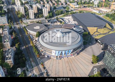 Stade Spodek et centre de congrès internetional à Katowice, région de Silésie en Pologne Banque D'Images