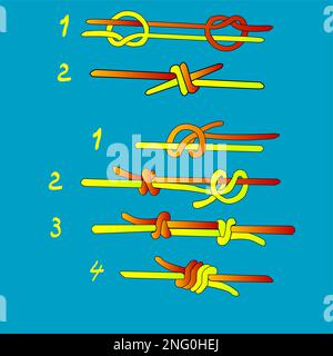 Fisherman's Knot et Double Fisherman's knot ; vector illustration ; Illustration de Vecteur