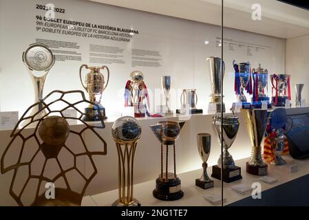 Visite du musée du FC Barcelone à l'arène Camp Nou Banque D'Images