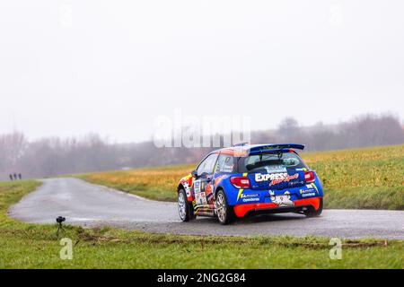 Bethune, France. 17th févr. 2023. 09 ROUSSEL Frederic, COULOMBEL Antoine, Citroën DS3 Rally2, action pendant la finale de la coupe de France des Rallyes - Béthune 2022, de 17 février à 18, 2023 autour de Béthune, France - photo Damien Saulnier / DPPI crédit: DPPI Media/Alay Live News Banque D'Images