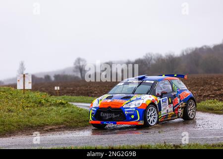 Bethune, France. 17th févr. 2023. 09 ROUSSEL Frederic, COULOMBEL Antoine, Citroën DS3 Rally2, action pendant la finale de la coupe de France des Rallyes - Béthune 2022, de 17 février à 18, 2023 autour de Béthune, France - photo Damien Saulnier / DPPI crédit: DPPI Media/Alay Live News Banque D'Images