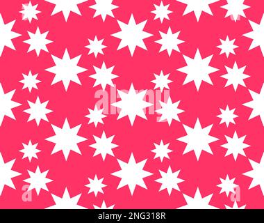 Motif en étoile – sans couture – étoiles blanches sur fond rouge vif Banque D'Images