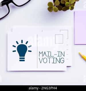 Affichage conceptuel du courrier lors du vote. Approche commerciale vote lors d'une élection où les bulletins de vote sont distribués aux électeurs par la poste Banque D'Images