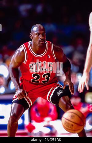 Basketball NBA Michael Jordan, Chicago Bulls en 1992. Banque D'Images