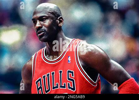 Basketball NBA Michael Jordan, Chicago Bulls en 1997. Banque D'Images