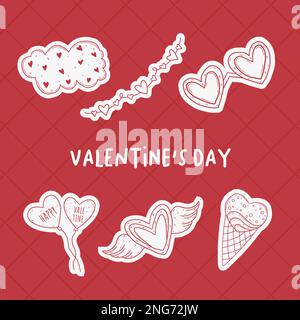 Collection d'éléments dessinés à la main pour la Saint-Valentin, Love Doodles ELEMENTS Set Illustration de Vecteur