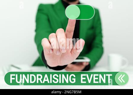 Affiche manuscrite événement de collecte de fonds. Mot pour campagne dont le but est de recueillir de l'argent pour une cause Banque D'Images