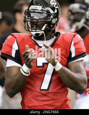 Atlanta Falcons quarterback Michael Vick (7) waits for a replay decision in  the second quarter quarter against the New Orleans Saints December 12, 2005  in AtlantaÕs Georgia Dome. Vick left the game