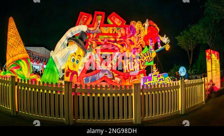 Des temps florissants s'annoncent à River Hongbao, Gardens by the Bay. C'est un événement traditionnel des célébrations du nouvel an chinois à Singapour. Banque D'Images