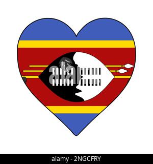 Indicateur de forme de coeur eSwatini. J'adore eSwatini. Visitez eSwatini. Afrique australe. Union africaine. Conception graphique d'illustration vectorielle. Illustration de Vecteur