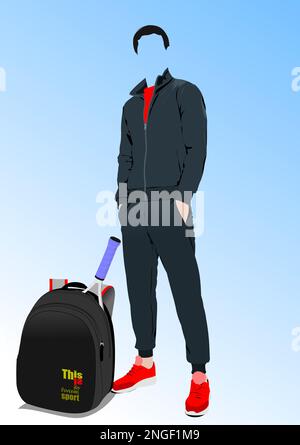 Abstrait beau homme sans visage. Illustration Sportsman.Vector 3D Illustration de Vecteur