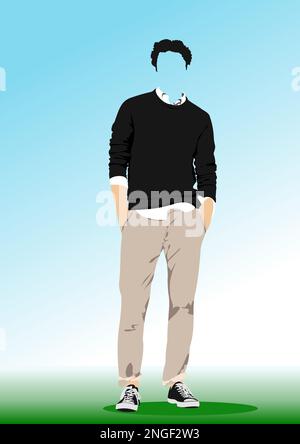 Abstrait beau homme sans visage. Illustration Sportsman.Vector 3D Illustration de Vecteur