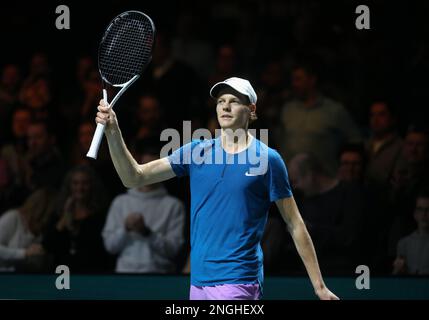 Rotterdam, pays-Bas. 17th févr. 2023. Jannik sinner d'Italie après son match contre Stanislas Wawrinka de Suisse lors de l'ABN Amro Open 2023, tournoi de tennis ATP 500 sur 17 février 2023 à Rotterdam, pays-Bas - photo: Laurent Lairys / DPPI/LiveMedia crédit: Agence photo indépendante/Alamy Live News Banque D'Images