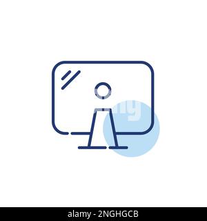 Moniteur de PC de bureau. Icône de ligne de contour pixel Perfect, modifiable Illustration de Vecteur
