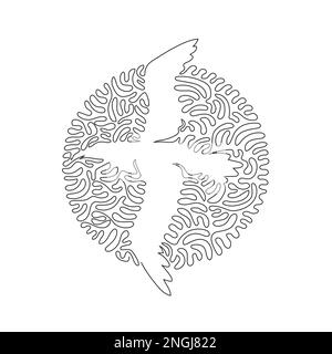 Simple curly un dessin de ligne de l'art abstrait albatros mignon Dessin de ligne continue dessin vectoriel illustration de l'albatros a une large envergure Illustration de Vecteur
