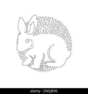 Dessin d'une seule ligne curly de l'adorable lapin abstrait art Dessin de ligne continue illustration vectorielle de lapin agile pour icône Illustration de Vecteur