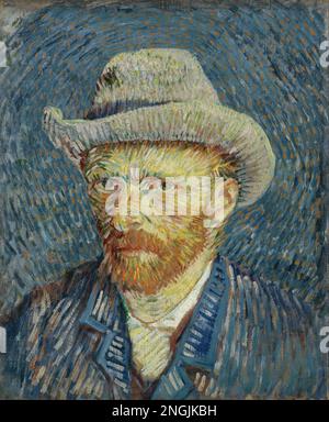 Autoportrait avec chapeau en feutre gris (1887) par Vincent van Gogh (néerlandais, 1853-1890) image de très haute qualité Banque D'Images