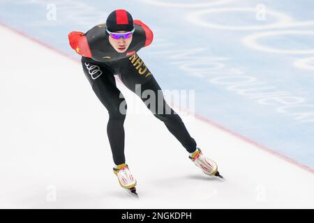 TOMASZOW MAZOWIECKI, POLOGNE - FÉVRIER 18: Zhenlong Cong de Chine en compétition pour la division hommes 5000m B lors des finales de la coupe du monde de patinage de vitesse de l'UIP sur 18 février 2023 à Tomaszow Mazowiecki, Pologne (photo d'Andre Weening/Orange Pictures) Credit: Orange pics/Alay BV Live News Banque D'Images