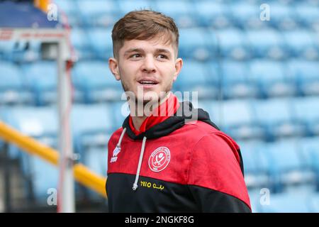 Londres, Royaume-Uni. 18th févr. 2023. James McAtee #28 de Sheffield United arrivant lors du match de championnat Sky Bet Millwall vs Sheffield United à la Den, Londres, Royaume-Uni, 18th février 2023 (photo d'Arron Gent/News Images) à Londres, Royaume-Uni le 2/18/2023. (Photo par Arron Gent/News Images/Sipa USA) crédit: SIPA USA/Alay Live News Banque D'Images