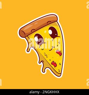 Illustration vectorielle représentant une tranche de pizza souriante Illustration de Vecteur