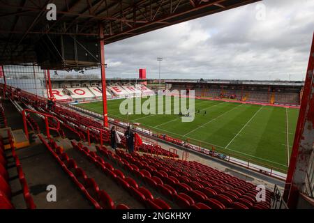 Vue générale à l'intérieur du stade Sewell Group Craven Park, avant le match de la Super League Round 1 de Betfred Hull KR vs Wigan Warriors au Sewell Group Craven Park, Kingston upon Hull, Royaume-Uni, 18th février 2023 (photo de James Heaton/News Images) Banque D'Images