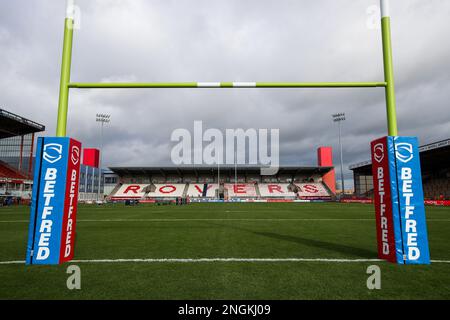 Vue générale à l'intérieur du stade Sewell Group Craven Park, avant le match de la Super League Round 1 de Betfred Hull KR vs Wigan Warriors au Sewell Group Craven Park, Kingston upon Hull, Royaume-Uni, 18th février 2023 (photo de James Heaton/News Images) Banque D'Images