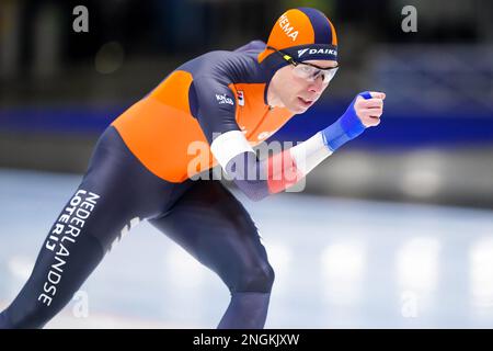 TOMASZOW MAZOWIECKI, POLOGNE - FÉVRIER 18: Jorrit Bergsma des pays-Bas en compétition pour la division hommes 5000m B lors des finales de la coupe du monde de patinage de vitesse de l'UIP sur 18 février 2023 à Tomaszow Mazowiecki, Pologne (photo d'Andre Weening/Orange Pictures) crédit: Orange pics/BV Alay Live News Banque D'Images