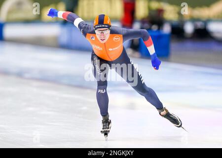 TOMASZOW MAZOWIECKI, POLOGNE - FÉVRIER 18: Jorrit Bergsma des pays-Bas en compétition pour la division hommes 5000m B lors des finales de la coupe du monde de patinage de vitesse de l'UIP sur 18 février 2023 à Tomaszow Mazowiecki, Pologne (photo d'Andre Weening/Orange Pictures) crédit: Orange pics/BV Alay Live News Banque D'Images