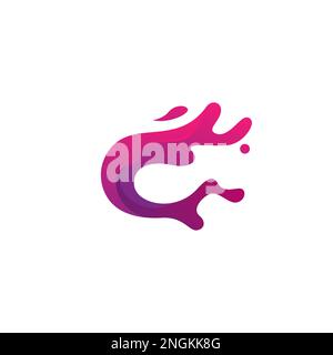 C logo abstrait. Icône de la lettre C Water Splash Illustration de Vecteur