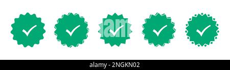 Ensemble de profils de badge vérifié. Icônes de vérification de compte de réseaux sociaux. Illustration vectorielle Illustration de Vecteur