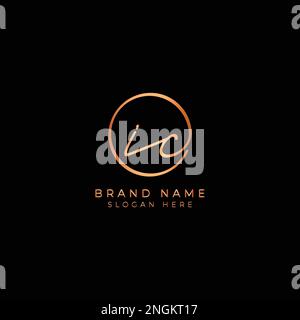 I, C, IC lettre initiale manuscrite et signature du logo vectoriel. Modèle d'entreprise en dessin au trait de forme ronde Illustration de Vecteur