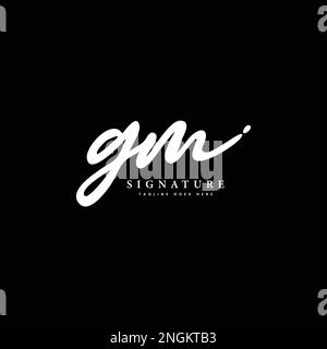G, M, GM lettre initiale écriture manuscrite et logo vectoriel de signature Illustration de Vecteur