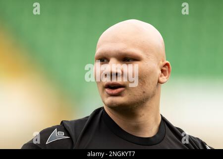 Northampton, Royaume-Uni. 18th févr. 2023. Aaron Hinckley de Northampton Saints avant le match de première classe de Gallagher Northampton Saints vs sale Sharks at Franklin's Gardens, Northampton, Royaume-Uni, 18th février 2023 (photo de Nick Browning/News Images) à Northampton, Royaume-Uni, le 2/18/2023. (Photo de Nick Browning/News Images/Sipa USA) crédit: SIPA USA/Alay Live News Banque D'Images