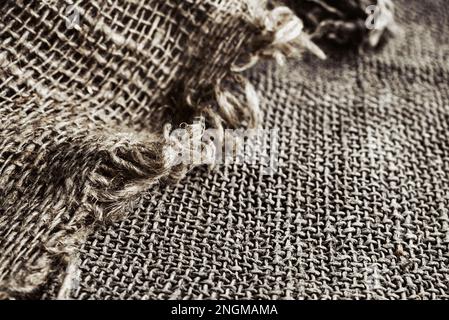 Tissu. La texture du tissu en toile est proche. Matériau d'emballage. Contexte de la mise en sac de Burlap Hessian Banque D'Images