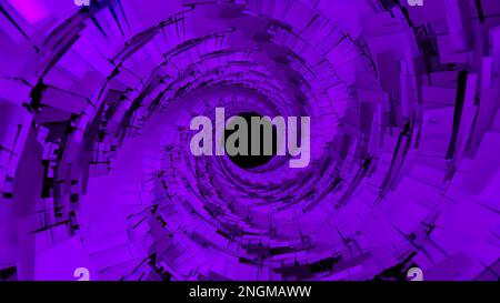 Résumé mouvement liquide dynamique fond créatif, tunnel violet cosmique. Fluidité de l'art numérique 3D Banque D'Images