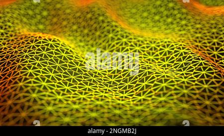 Résumé mouvement liquide dynamique créatif fond jaune et orange. Fluidité de l'art numérique 3D Banque D'Images