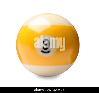 Boule de billard avec le numéro 9 isolé sur blanc Banque D'Images