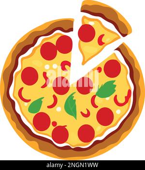 Delicious Pepperoni Pizza sur fond blanc - Illustration vectorielle Illustration de Vecteur